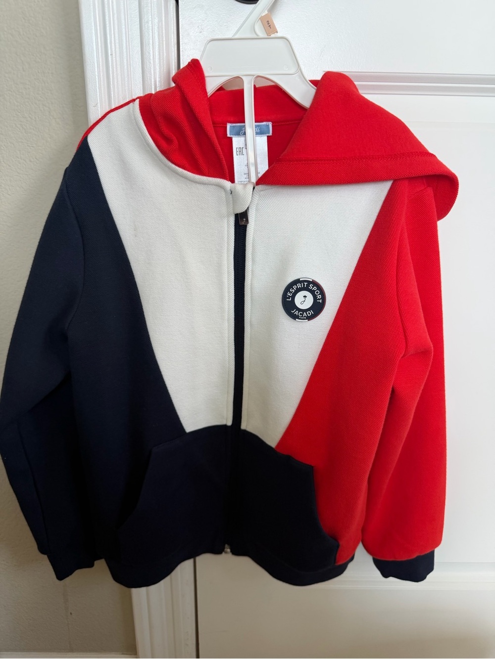 Jacadi Red, White & Navy Zip Hoodie Jacket